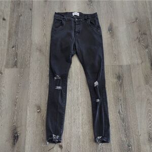 Illusive London Distressed Black Skinny Jeans Size Small